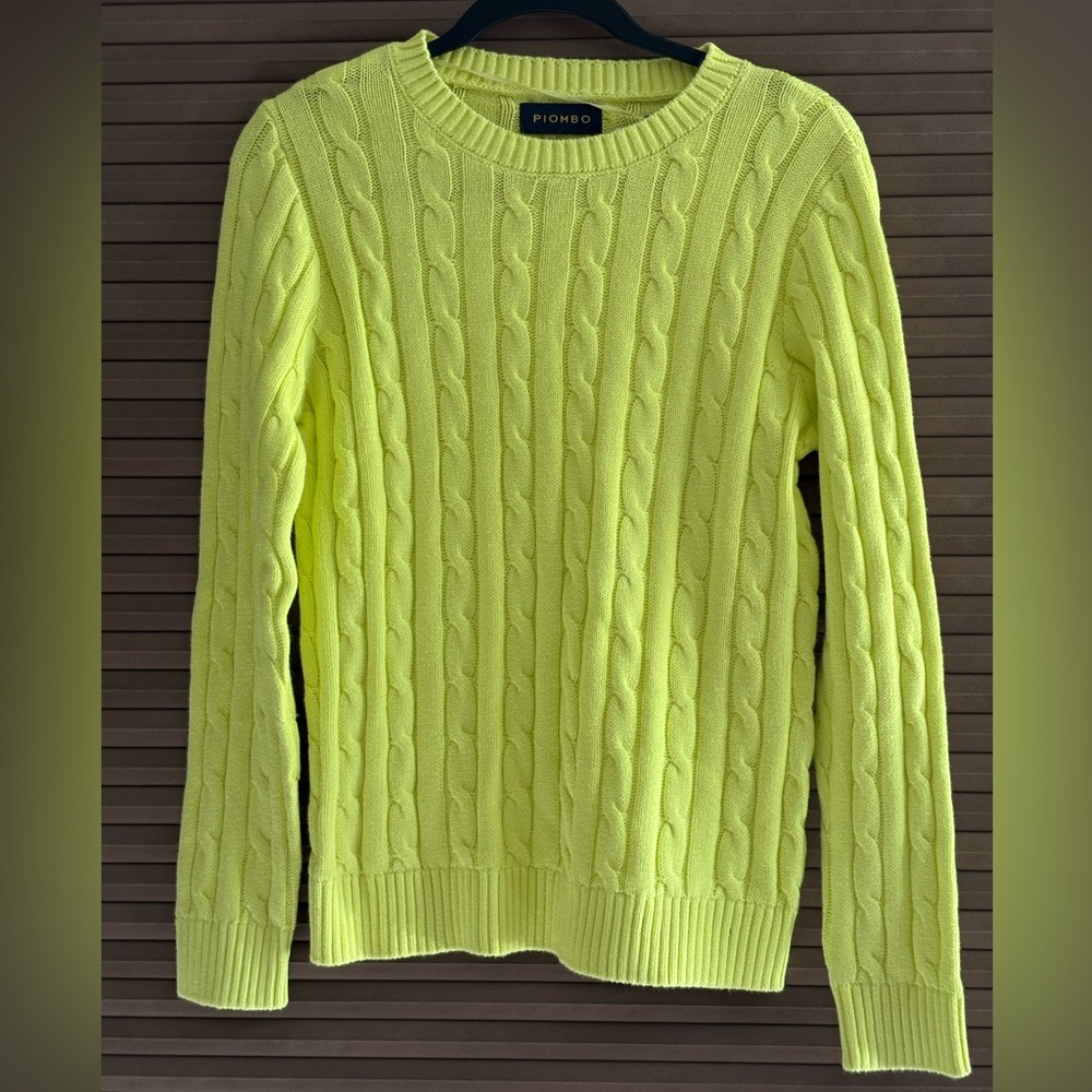 Piombo Women's Cable Knit Sweater - Bright Yellow